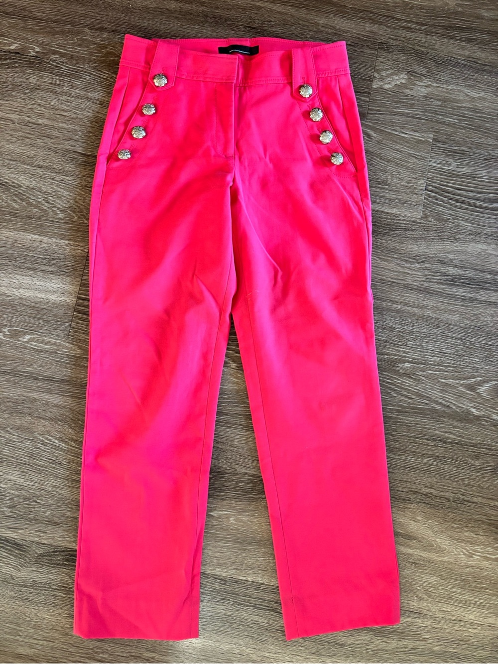 White House Black Market Hot Pink Cropped Pants with Decorative Buttons